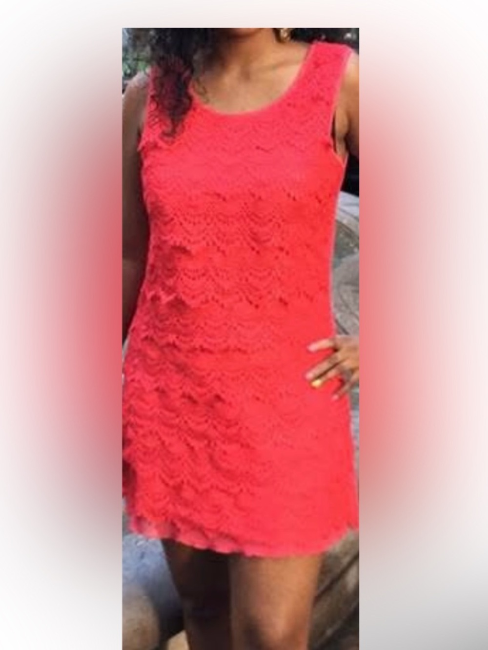 Coral lace dress
